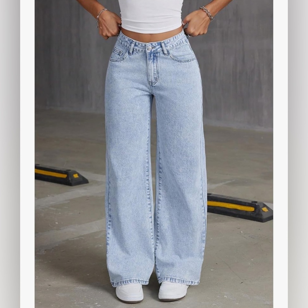 Bowknot Embroidery Jeans Y2k Straight Leg Boyfriend Denim Pants - Picture 2 of 11